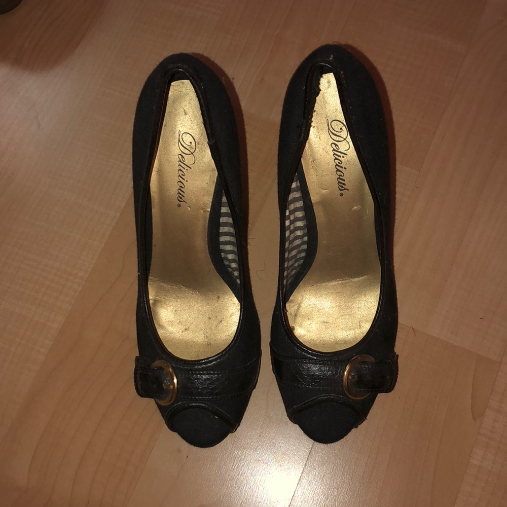 Black and gold heels